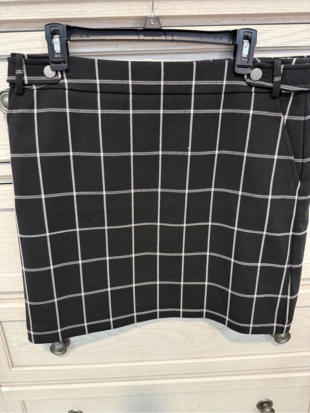 LOFT Black Windowpane Mini Skirt